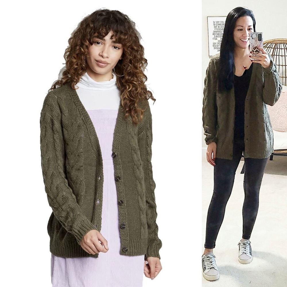 Wild Fable Olive cable knit cardigan- new with tag size small